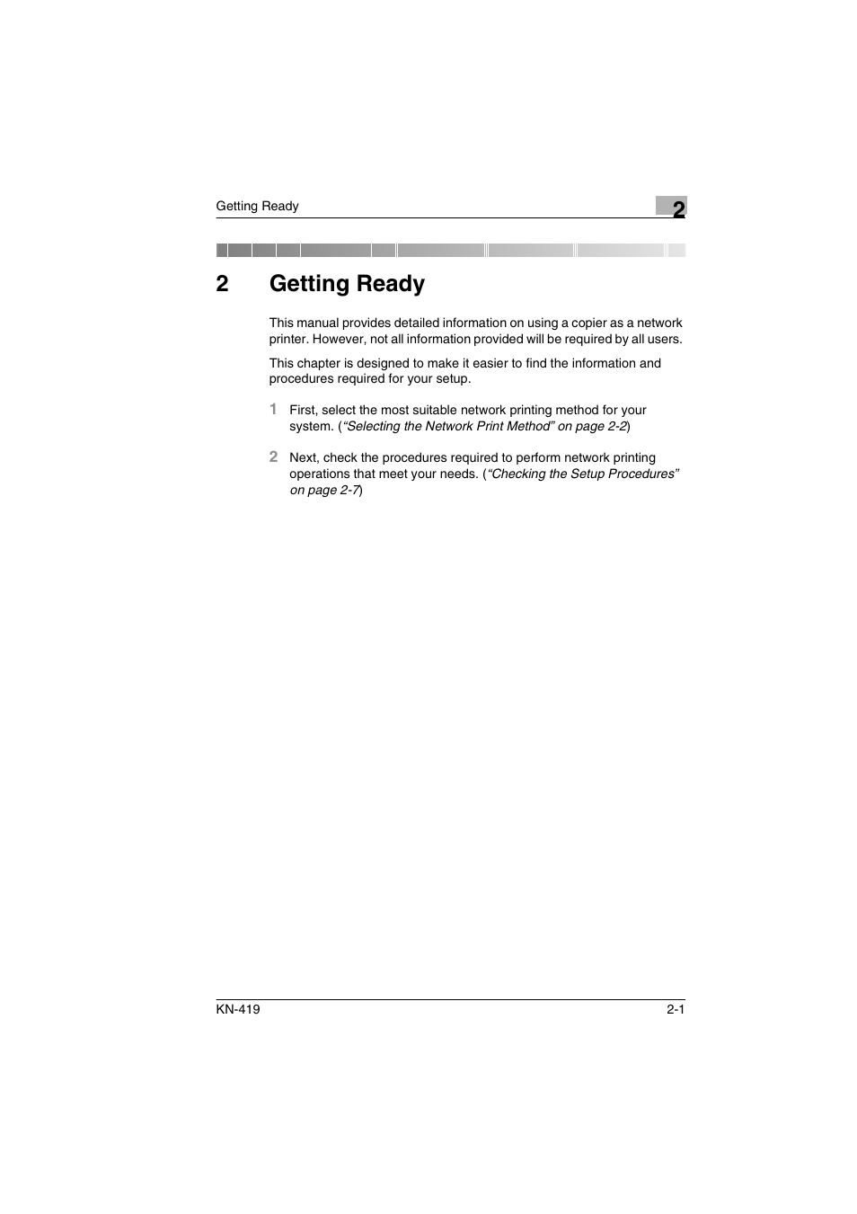 2 getting ready, Getting ready, 2getting ready | Konica Minolta KN-419 User Manual | Page 10 / 52