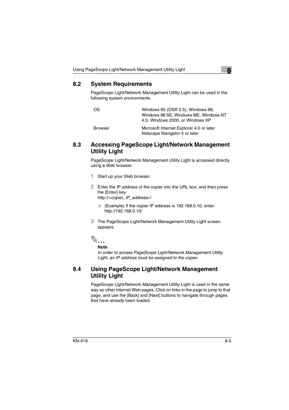 2 system requirements, System requirements -3 | Konica Minolta KN-419 User Manual | Page 46 / 52