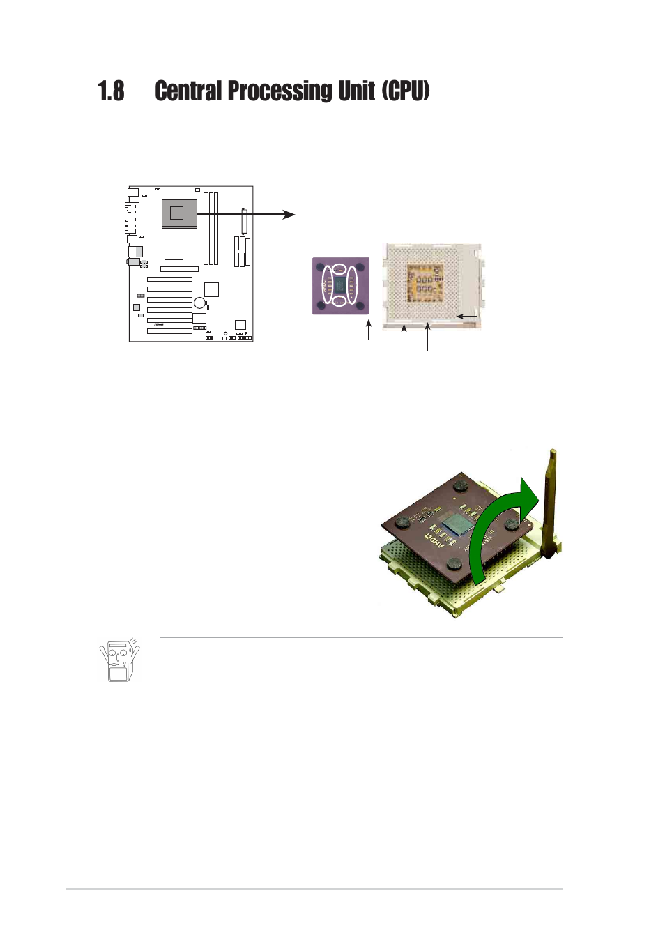 8 central processing unit (cpu), 1 installing the cpu | Asus A7V8X-X User Manual | Page 20 / 64