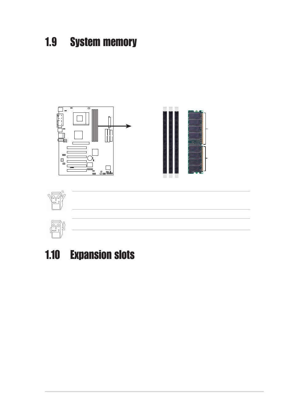 10 expansion slots, 1 configuring an expansion card | Asus A7V8X-X User Manual | Page 21 / 64