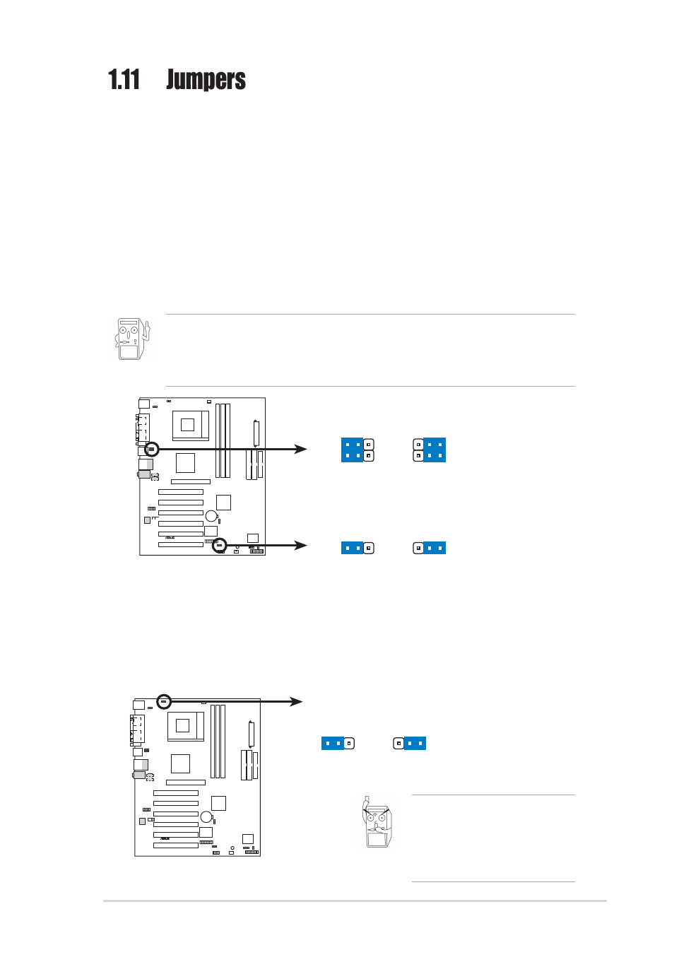 11 jumpers, Over-voltage (3-pin over_volt) | Asus A7V8X-X User Manual | Page 23 / 64