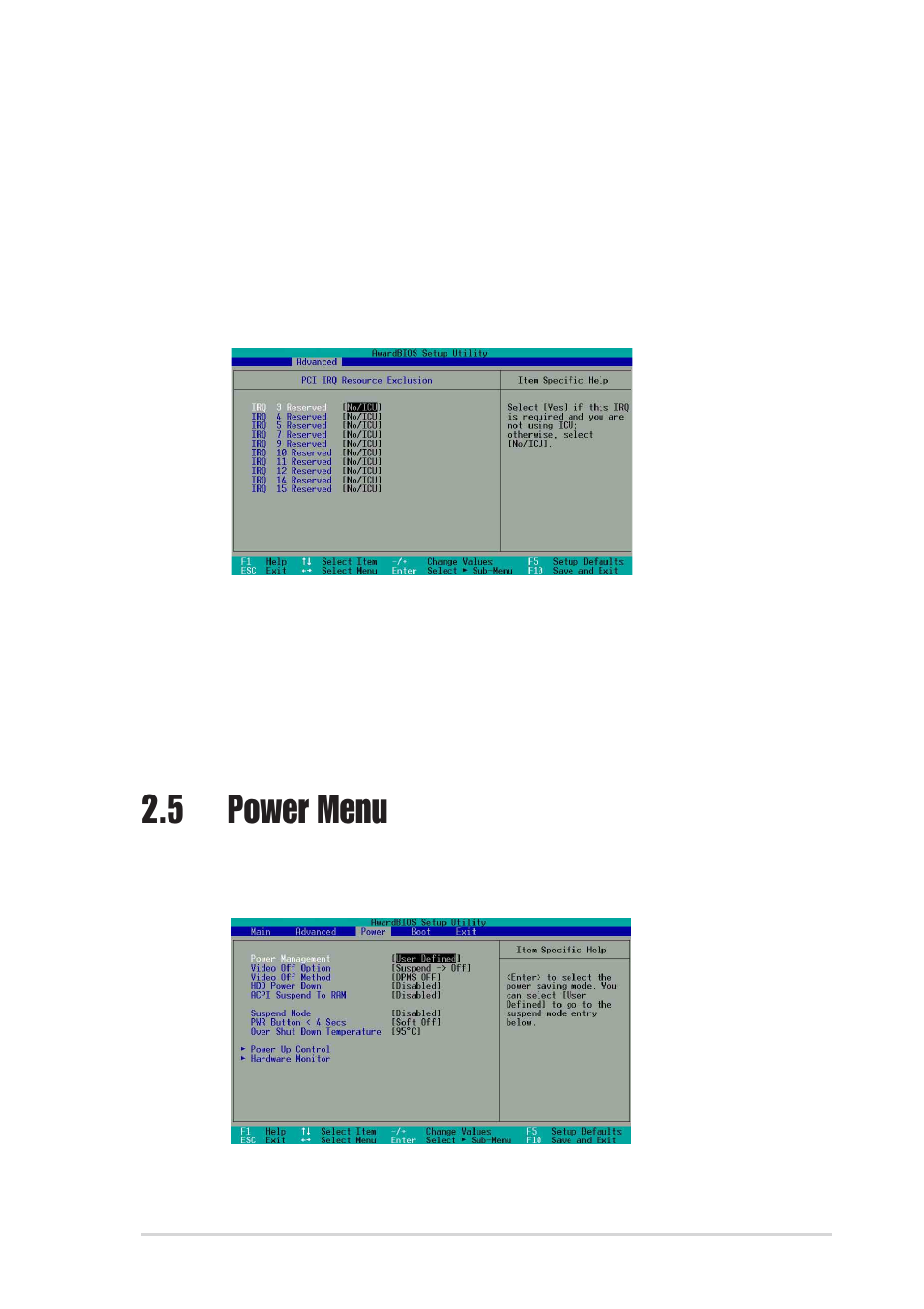 5 power menu | Asus A7V8X-X User Manual | Page 51 / 64