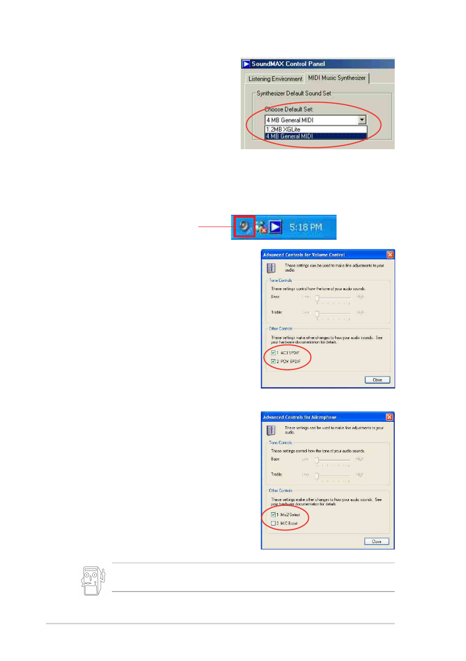 Adjusting the volume settings, Adjusting the microphone settings | Asus A7V8X-X User Manual | Page 64 / 64