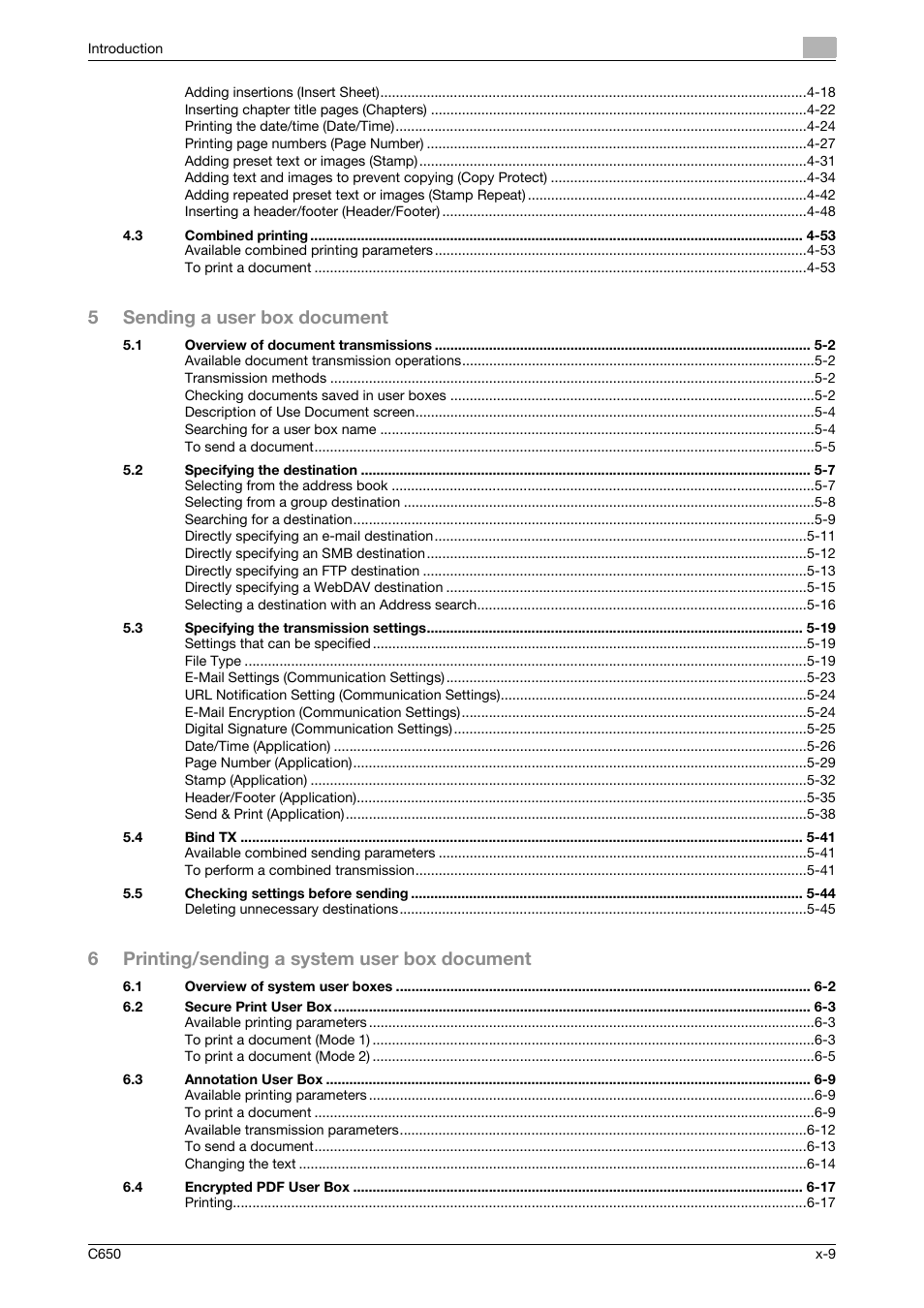 5sending a user box document, 6printing/sending a system user box document | Konica Minolta bizhub C650 User Manual | Page 10 / 280