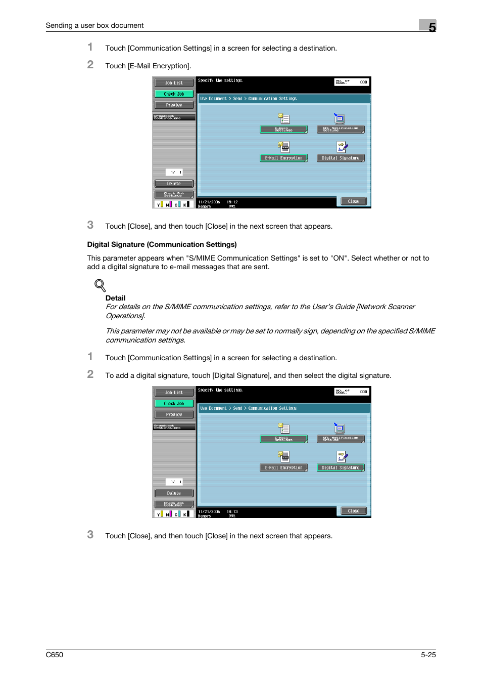 Digital signature (communication settings), Digital signature (communication settings) -25, P. 5-25 | Konica Minolta bizhub C650 User Manual | Page 181 / 280