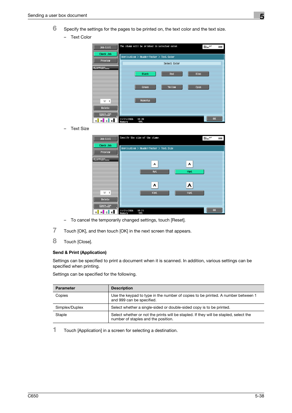 Send & print (application), Send & print (application) -38, P. 5-38 | Konica Minolta bizhub C650 User Manual | Page 194 / 280