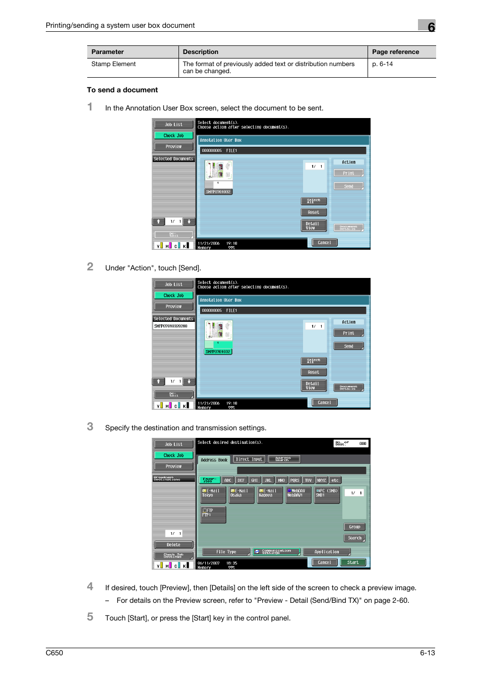 To send a document, To send a document -13 | Konica Minolta bizhub C650 User Manual | Page 215 / 280