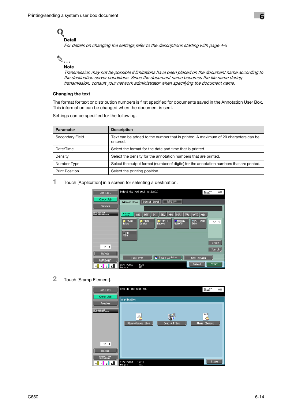 Changing the text, Changing the text -14 | Konica Minolta bizhub C650 User Manual | Page 216 / 280
