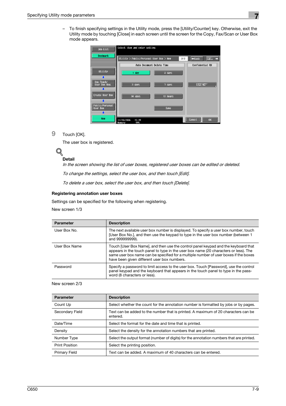 Registering annotation user boxes, Registering annotation user boxes -9 | Konica Minolta bizhub C650 User Manual | Page 239 / 280