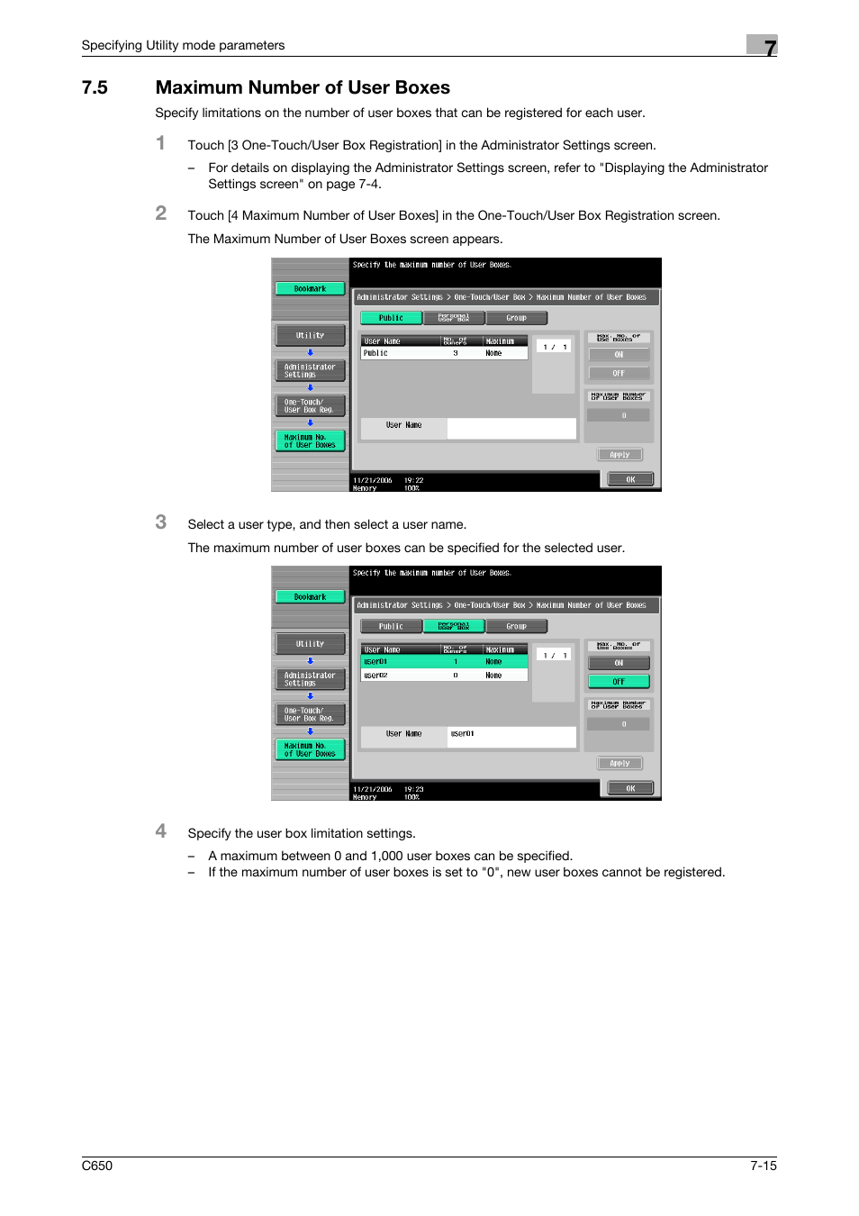 5 maximum number of user boxes, Maximum number of user boxes -15 | Konica Minolta bizhub C650 User Manual | Page 245 / 280