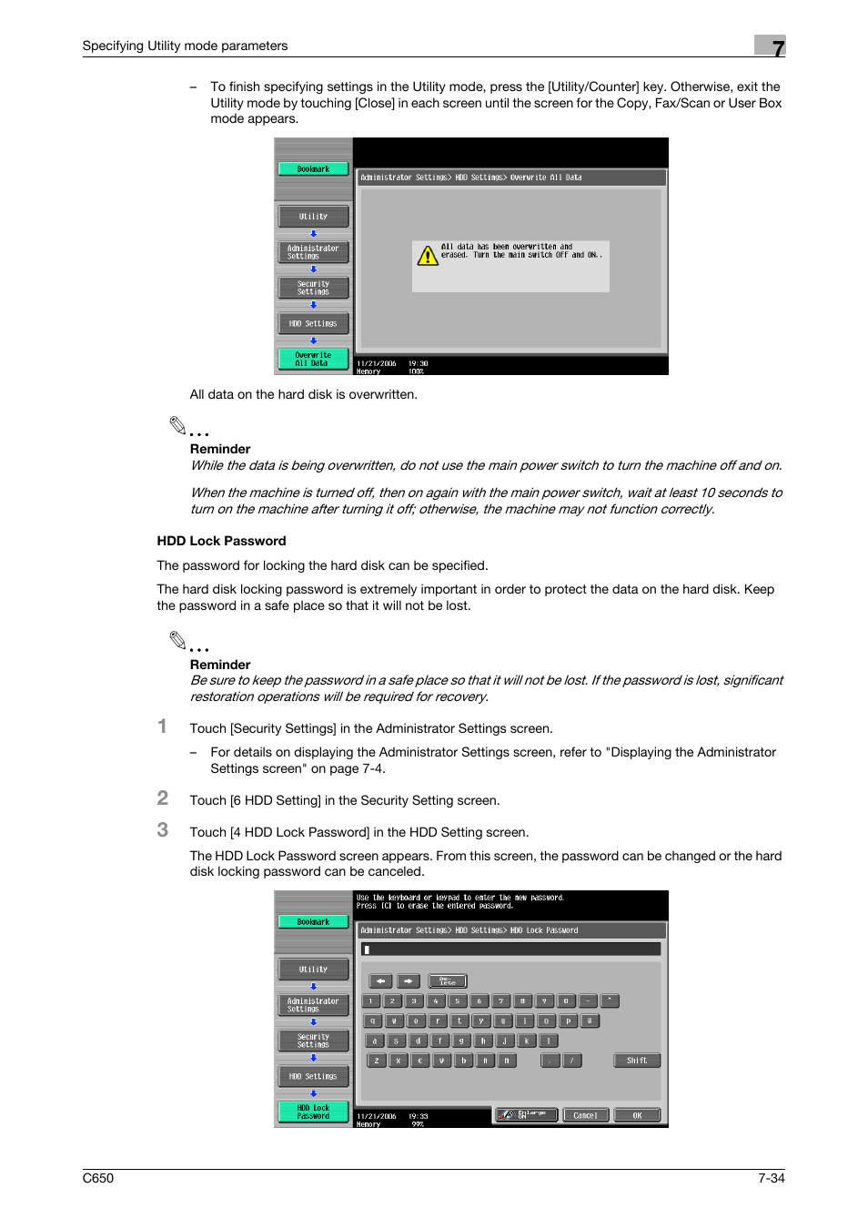 Hdd lock password, Hdd lock password -34 | Konica Minolta bizhub C650 User Manual | Page 264 / 280