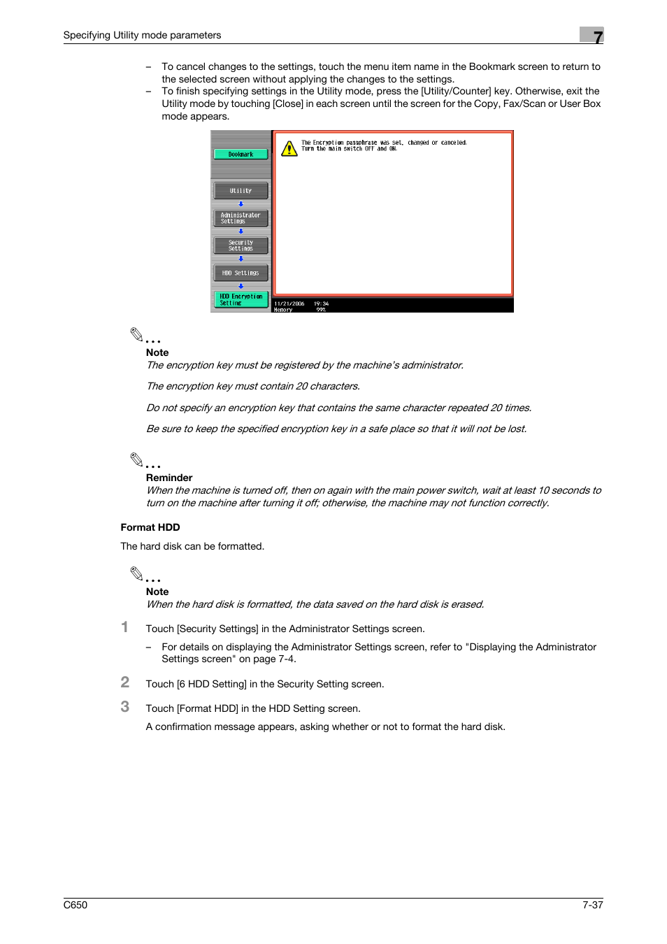 Format hdd, Format hdd -37 | Konica Minolta bizhub C650 User Manual | Page 267 / 280