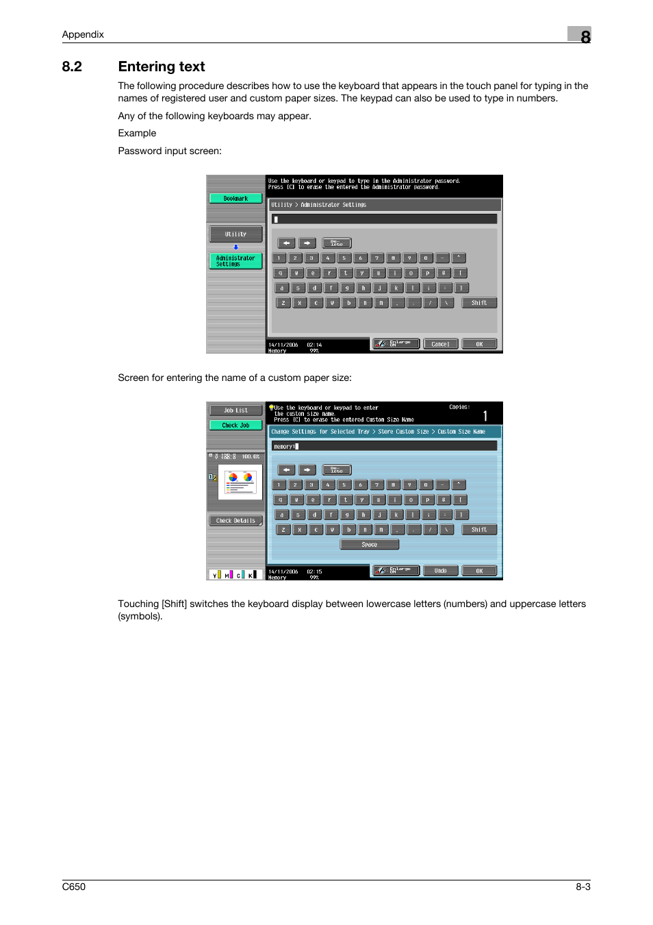 2 entering text, Entering text -3 | Konica Minolta bizhub C650 User Manual | Page 271 / 280