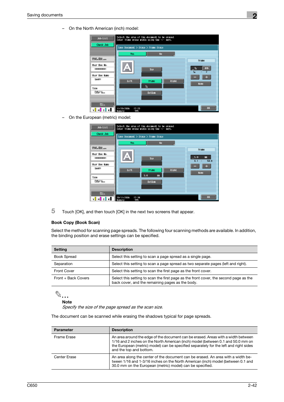 Book copy (book scan), Book copy (book scan) -42, P. 2-42 | Konica Minolta bizhub C650 User Manual | Page 67 / 280