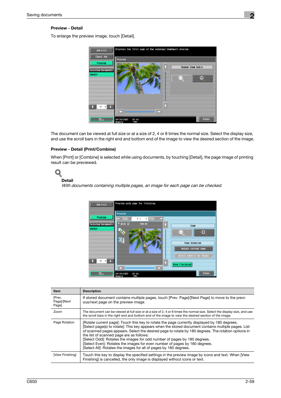 Preview - detail, Preview - detail (print/combine) | Konica Minolta bizhub C650 User Manual | Page 84 / 280