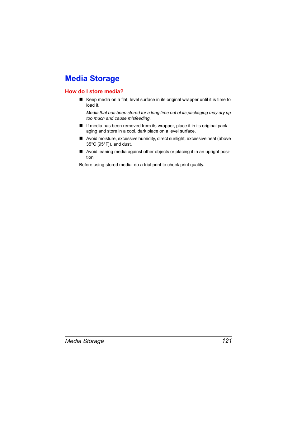 Media storage, Media storage 121 | Konica Minolta magicolor 7450 II grafx User Manual | Page 135 / 252