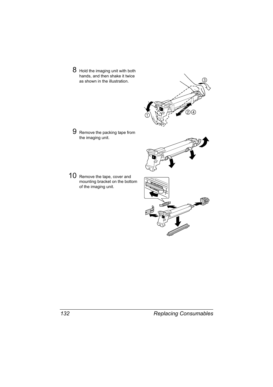 Replacing consumables 132 | Konica Minolta magicolor 7450 II grafx User Manual | Page 146 / 252