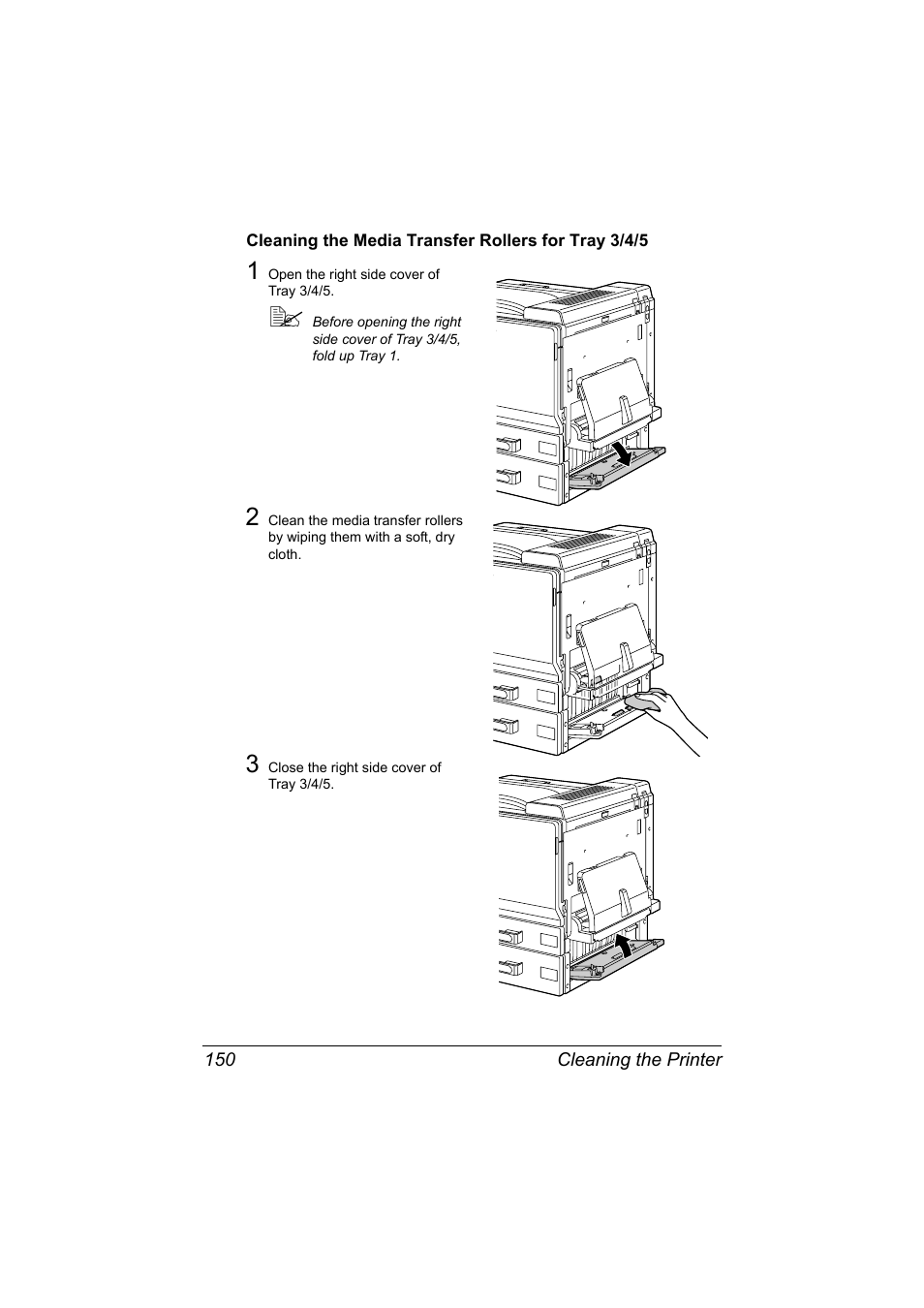 Cleaning the media transfer rollers for tray 3/4/5 | Konica Minolta magicolor 7450 II grafx User Manual | Page 164 / 252