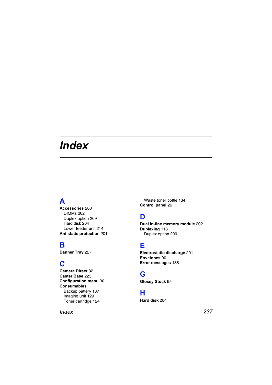 Index, A to h | Konica Minolta magicolor 7450 II grafx User Manual | Page 251 / 252