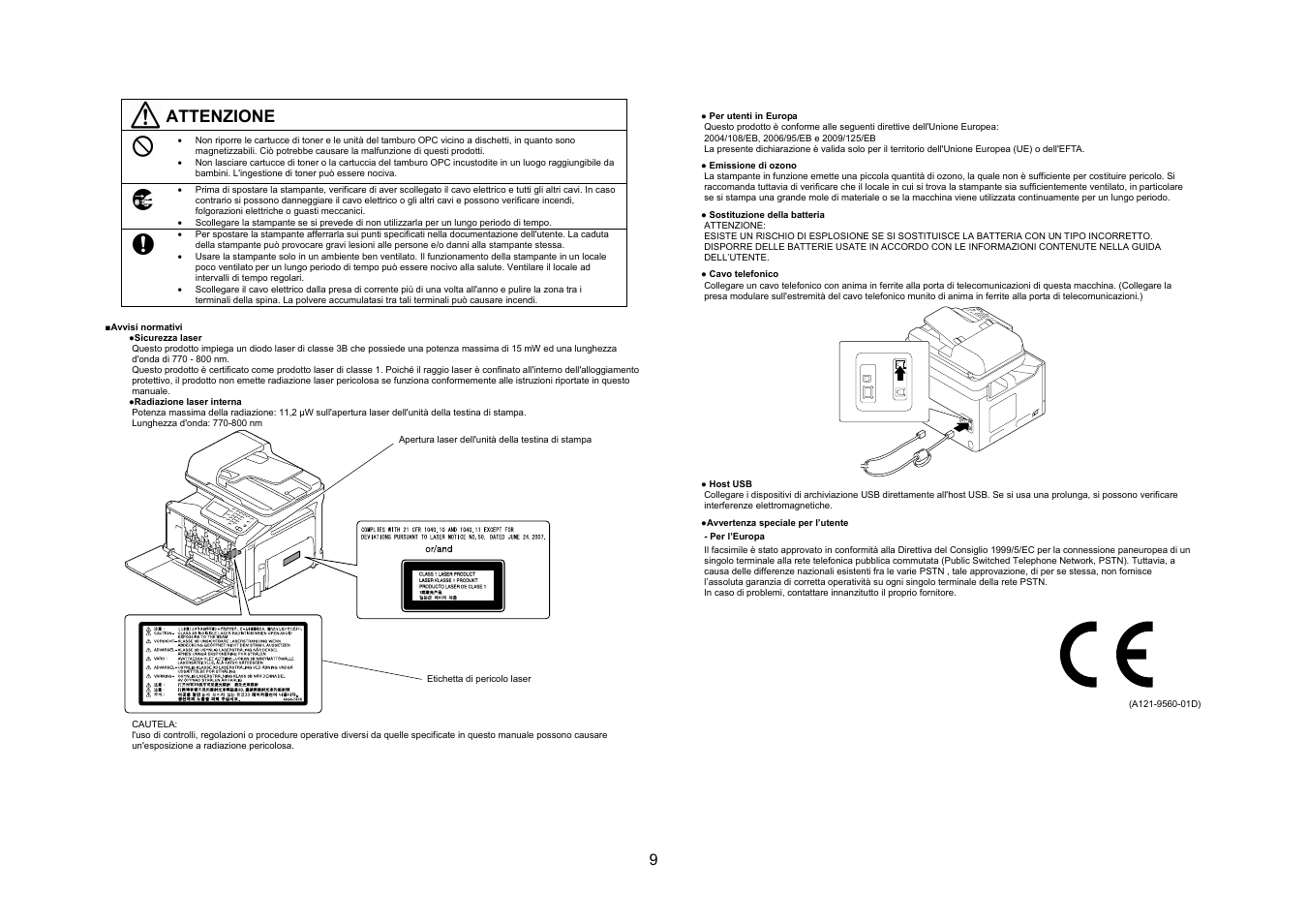 Attenzione | Konica Minolta bizhub C35 User Manual | Page 10 / 49