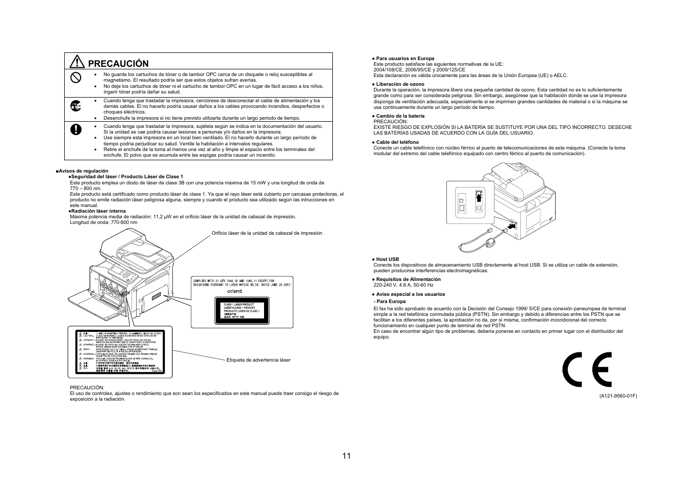 Precaución | Konica Minolta bizhub C35 User Manual | Page 12 / 49