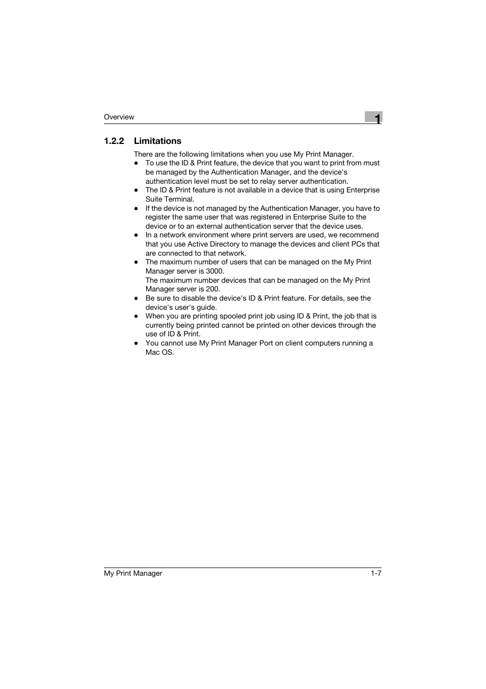 2 limitations, Limitations -7 | Konica Minolta PageScope Enterprise Suite User Manual | Page 13 / 65