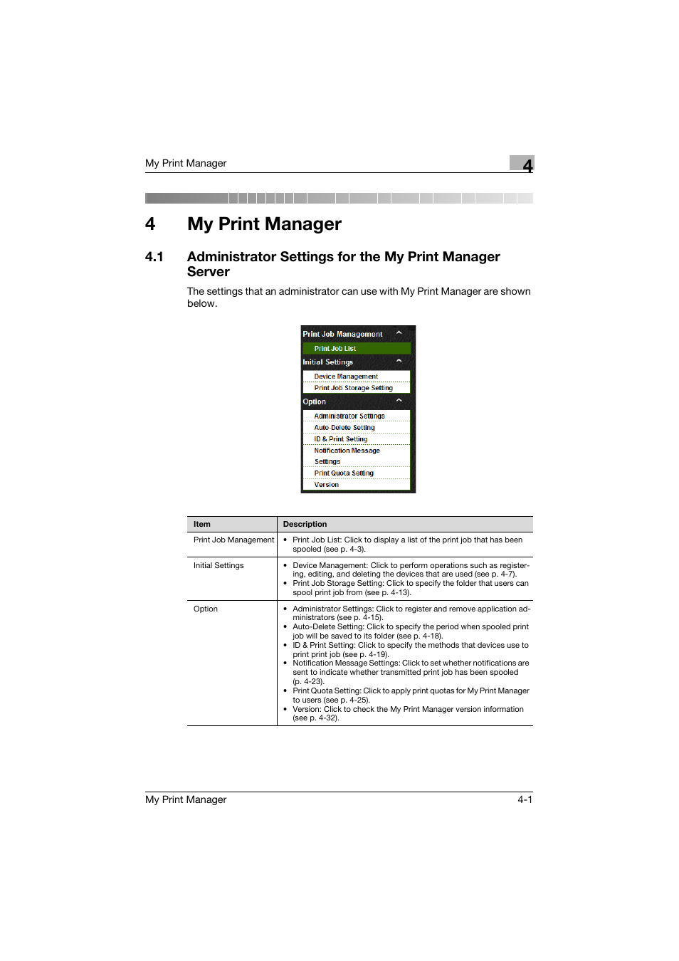 4 my print manager, My print manager, 4my print manager | Konica Minolta PageScope Enterprise Suite User Manual | Page 32 / 65