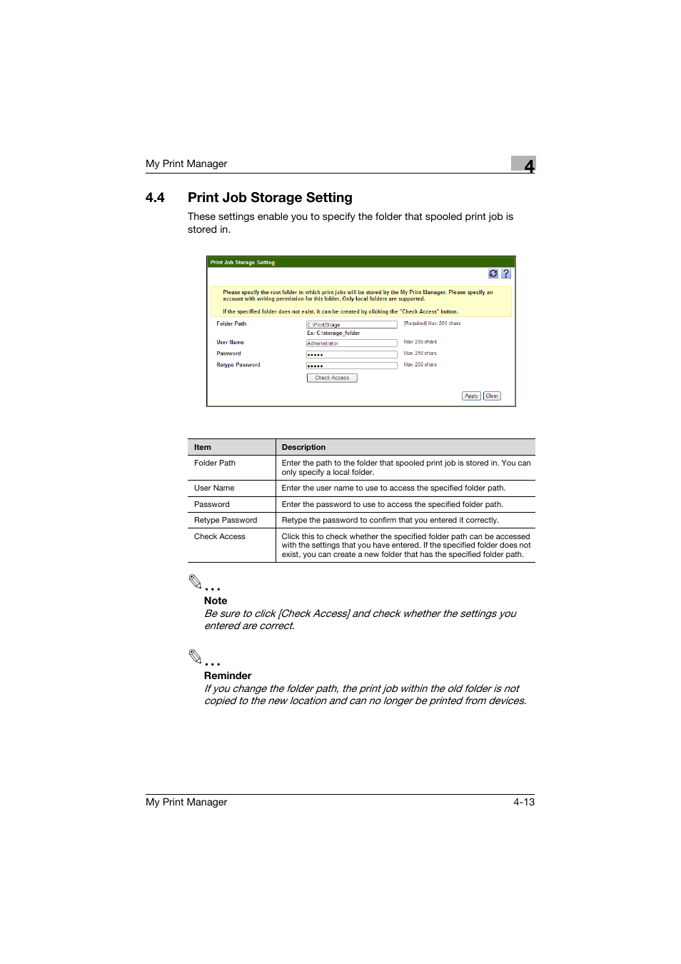 4 print job storage setting, Print job storage setting -13, B from (see p. 4-13) | Konica Minolta PageScope Enterprise Suite User Manual | Page 44 / 65