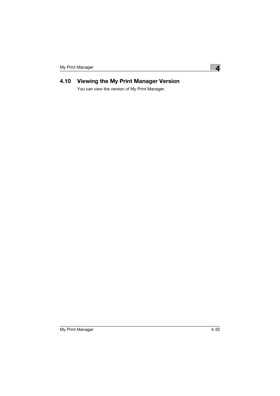 10 viewing the my print manager version, Viewing the my print manager version -32, P. 4-32) | Konica Minolta PageScope Enterprise Suite User Manual | Page 63 / 65