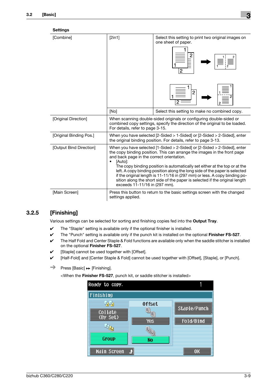 5 [finishing, Finishing] -9, P. 3-9 | Konica Minolta BIZHUB C360 User Manual | Page 32 / 63