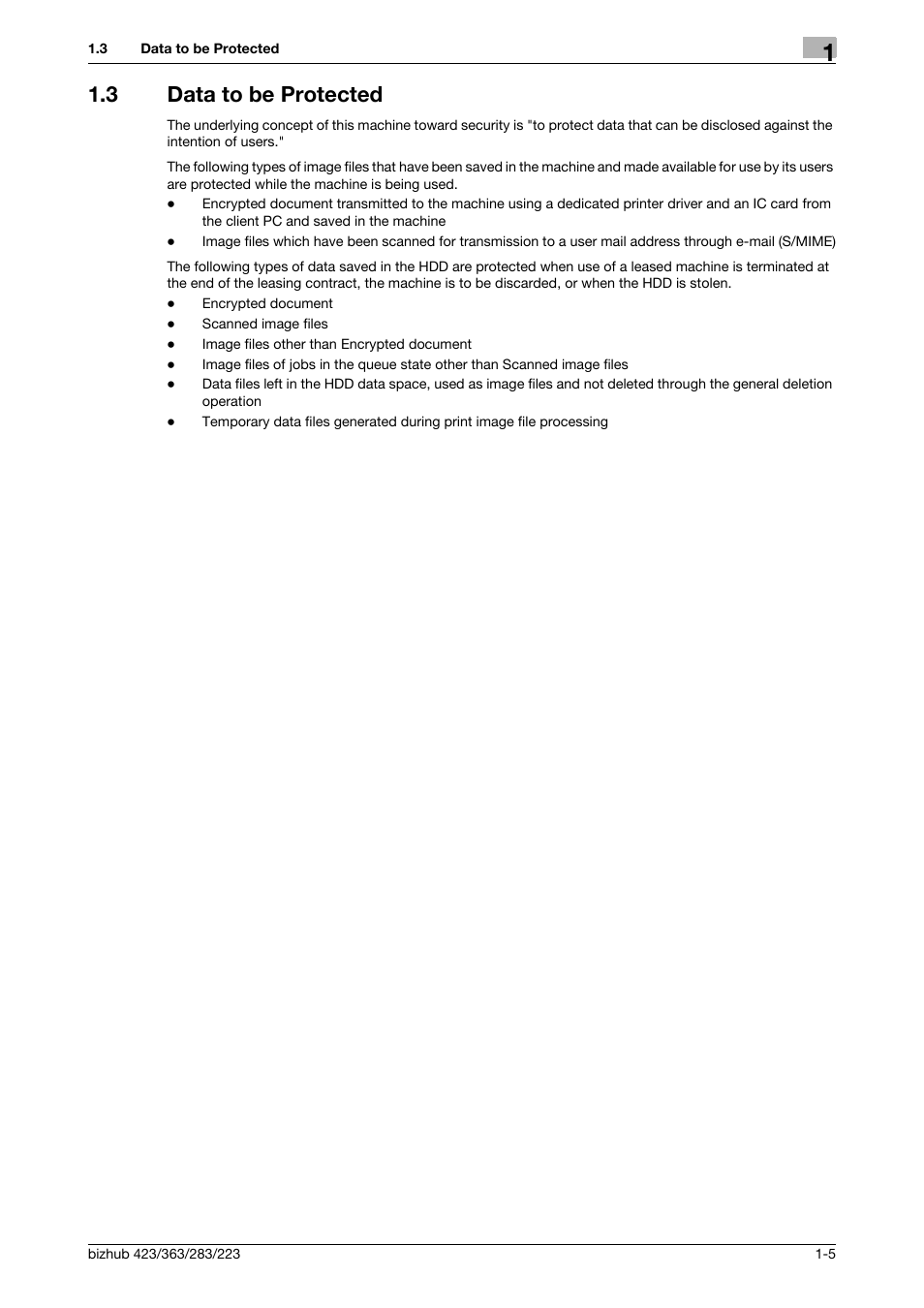 3 data to be protected, Data to be protected -5 | Konica Minolta BIZHUB 223 User Manual | Page 8 / 55