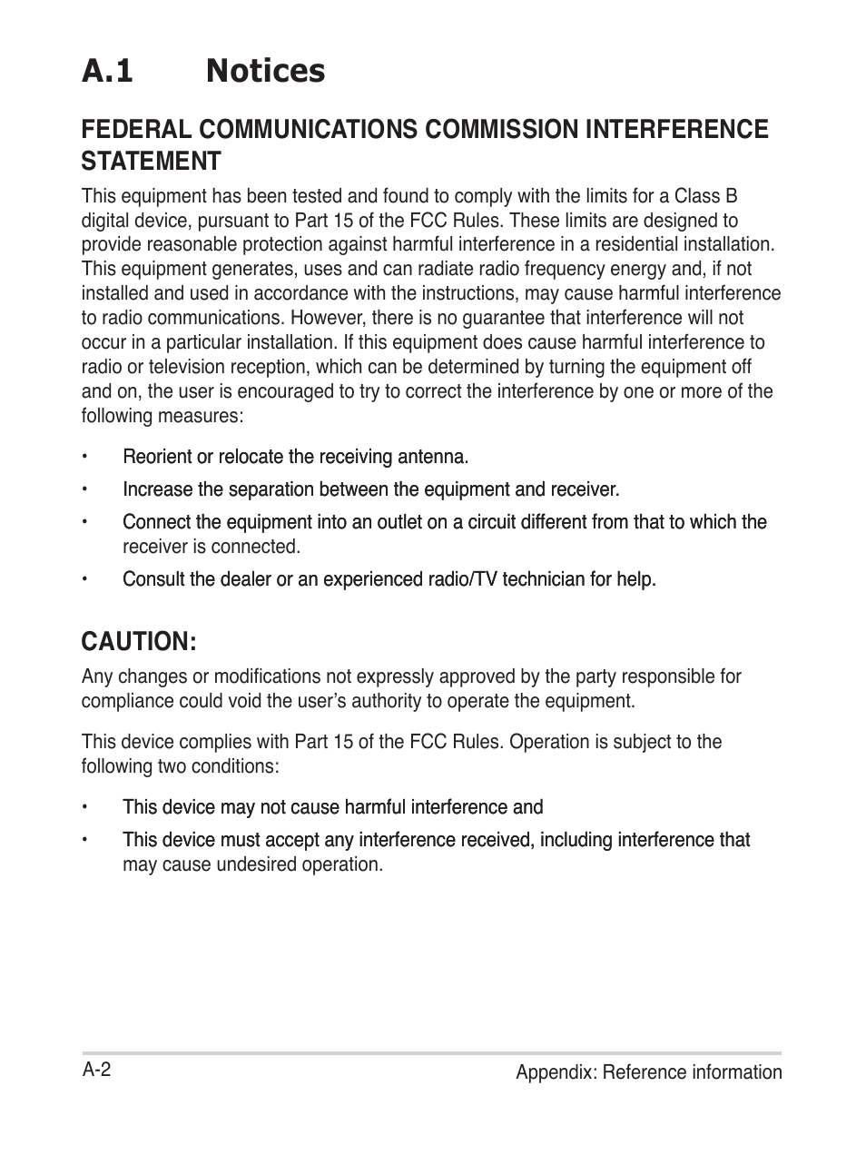 A.1 notices, Caution | Asus USb phone for Skype AiGuru U1 User Manual | Page 22 / 28