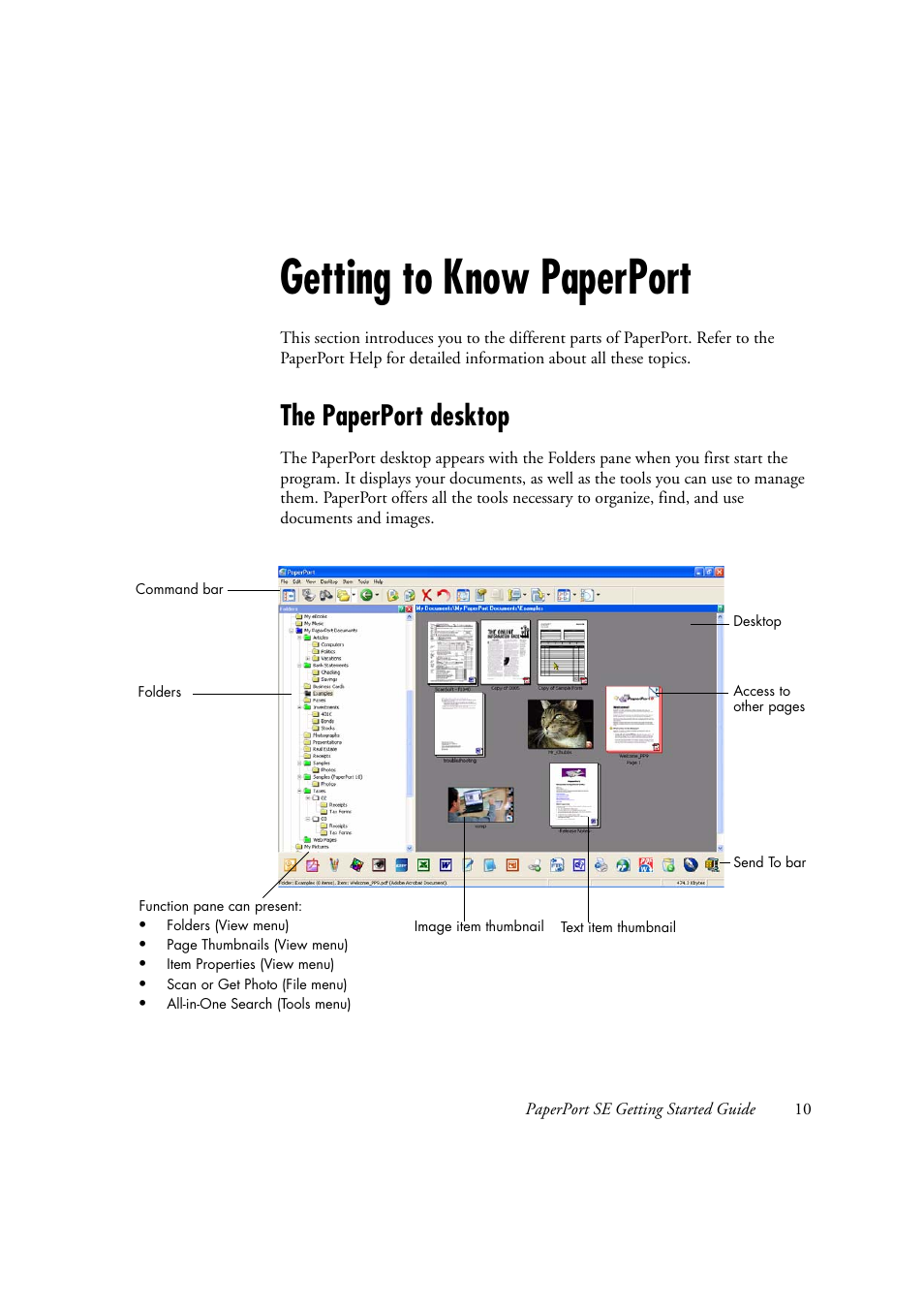 Getting to know paperport, The paperport desktop | Konica Minolta Magicolor 2480MF User Manual | Page 10 / 28