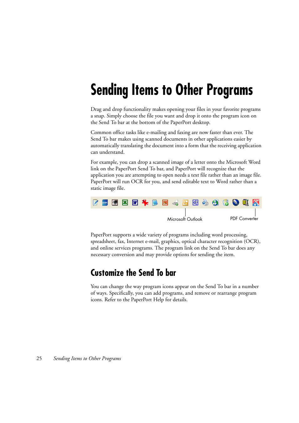 Sending items to other programs, Customize the send to bar | Konica Minolta Magicolor 2480MF User Manual | Page 25 / 28