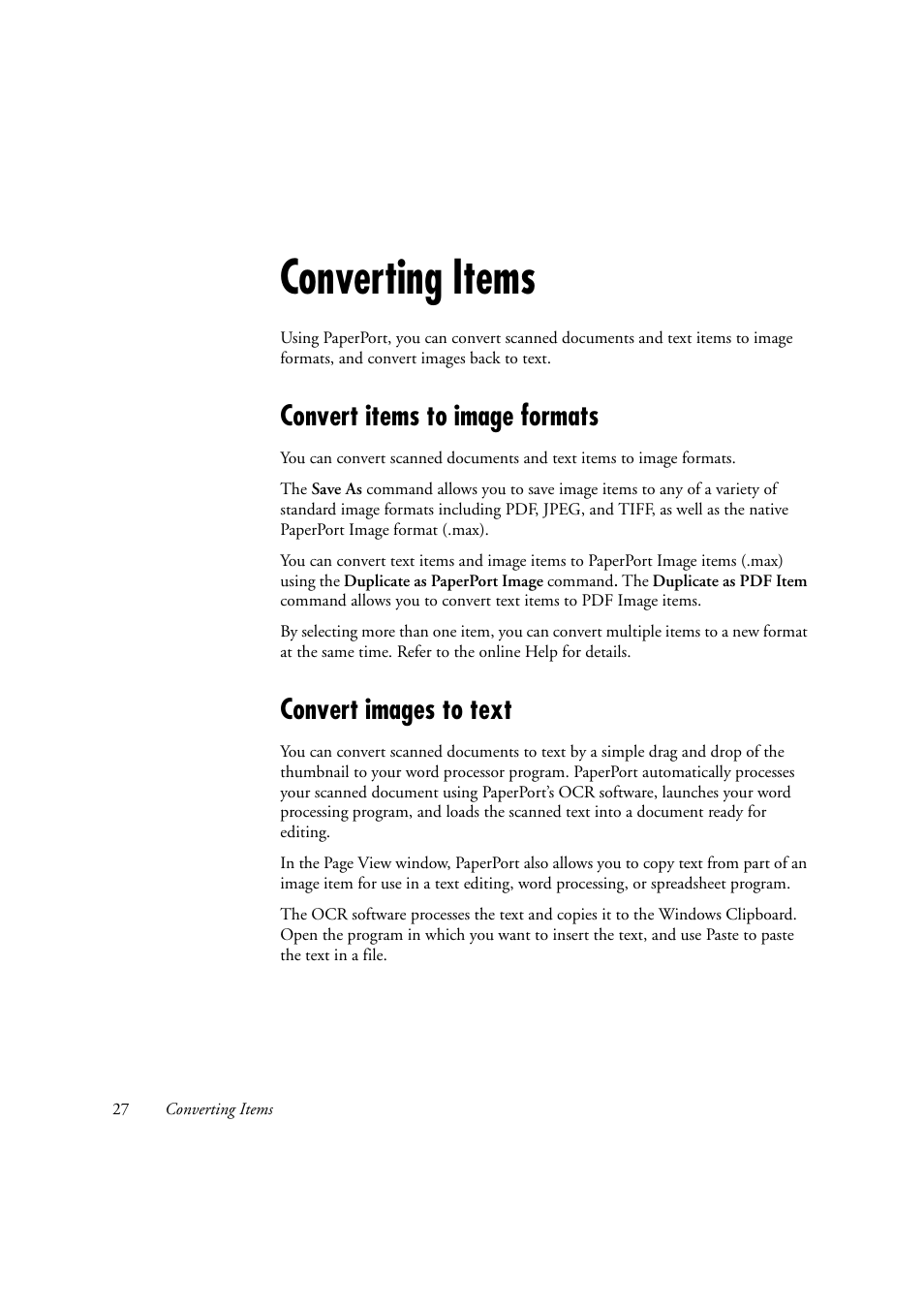 Converting items, Convert items to image formats, Convert images to text | Konica Minolta Magicolor 2480MF User Manual | Page 27 / 28