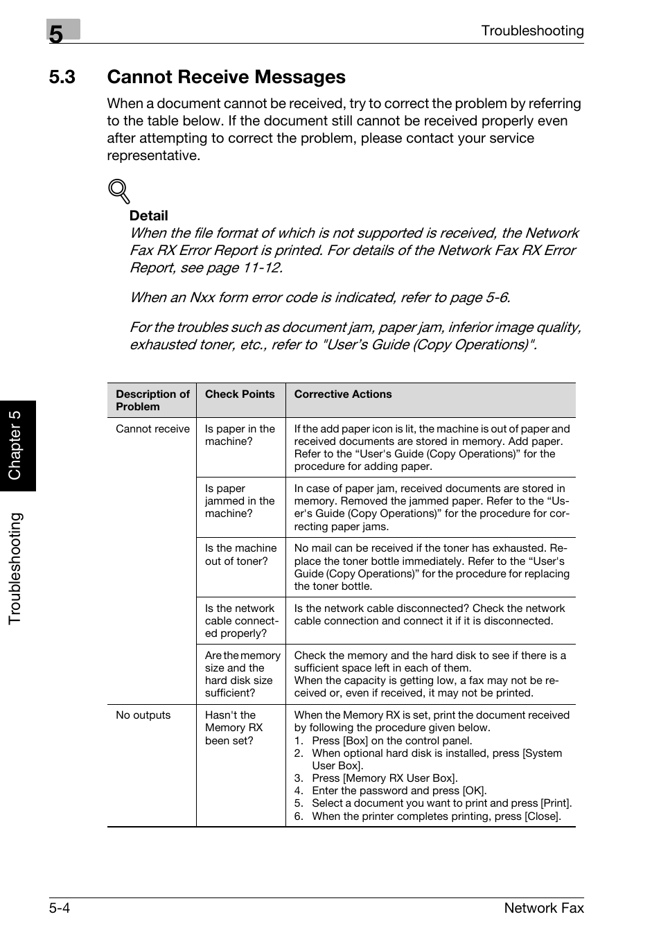 3 cannot receive messages, Cannot receive messages -4 | Konica Minolta bizhub 750 User Manual | Page 105 / 334