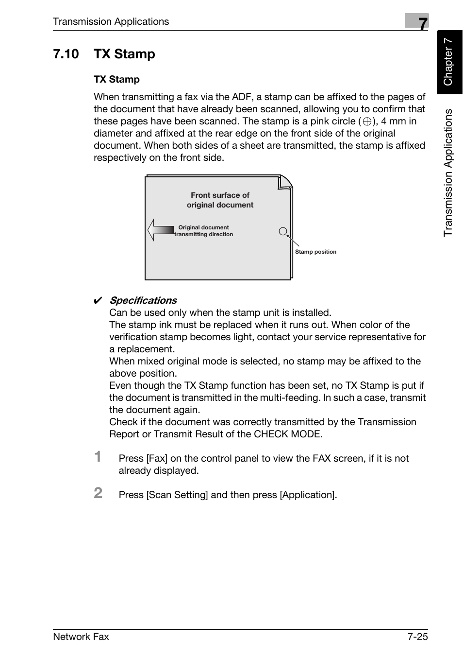 10 tx stamp, Tx stamp, Tx stamp -25 | Konica Minolta bizhub 750 User Manual | Page 138 / 334