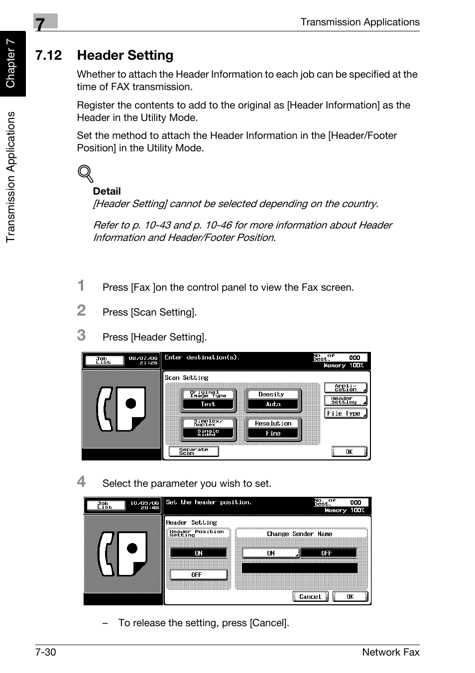 12 header setting, Header setting -30 | Konica Minolta bizhub 750 User Manual | Page 143 / 334