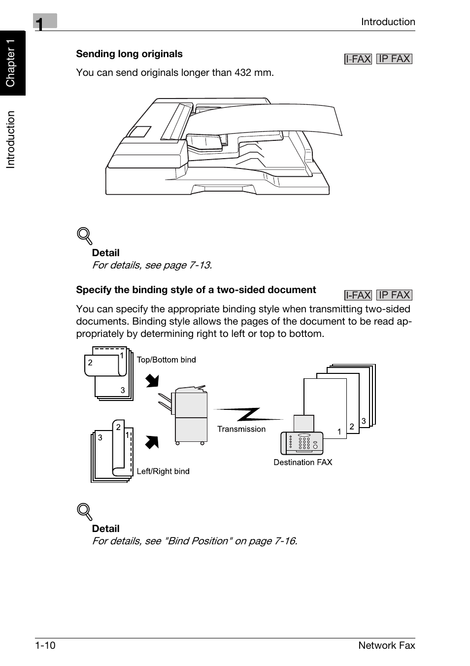 Sending long originals, Specify the binding style of a two-sided document | Konica Minolta bizhub 750 User Manual | Page 19 / 334