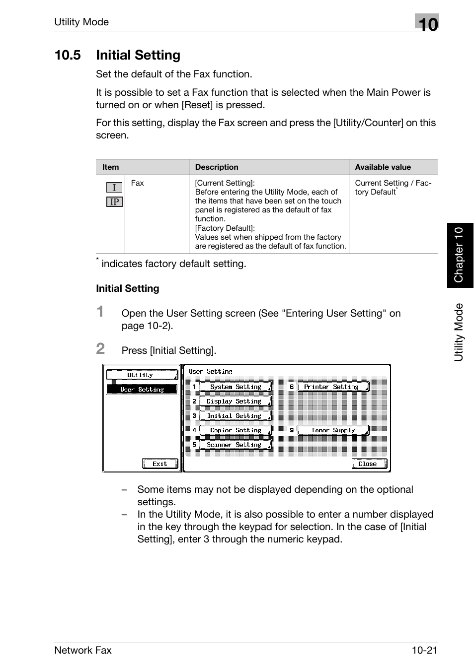 5 initial setting, Initial setting, Initial setting -21 | Konica Minolta bizhub 750 User Manual | Page 202 / 334