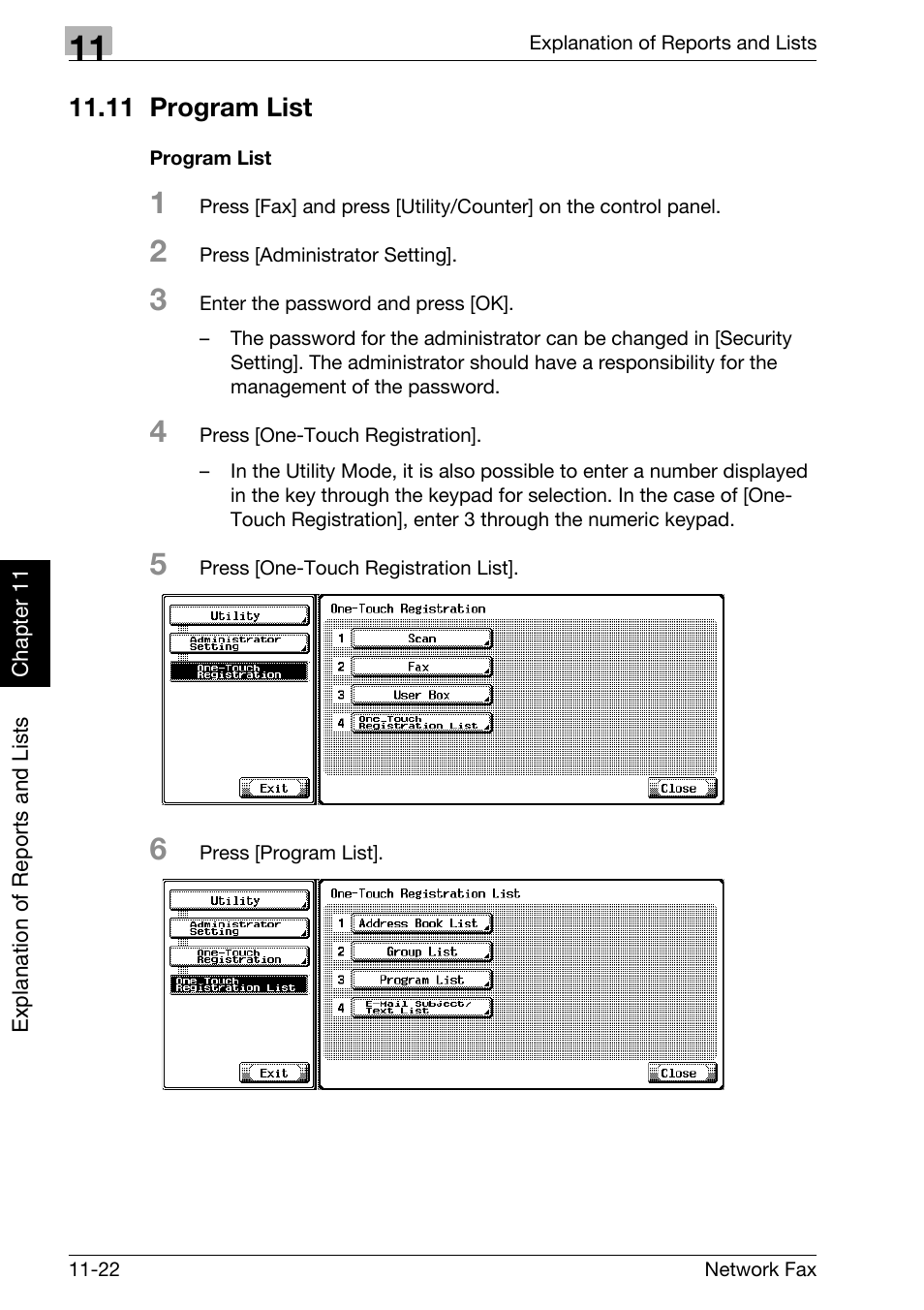 11 program list, Program list, 11 program list -22 | Konica Minolta bizhub 750 User Manual | Page 269 / 334