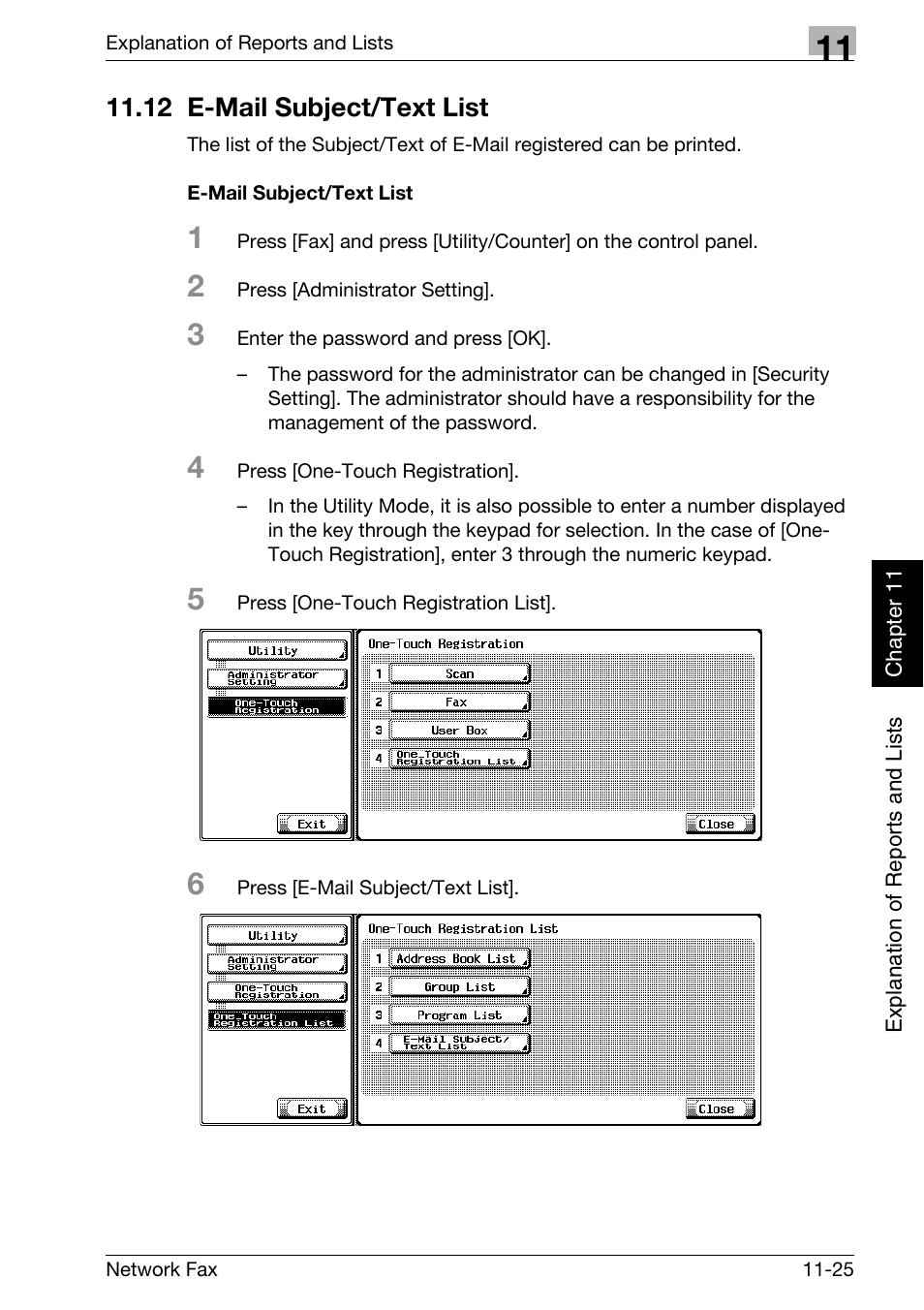 12 e-mail subject/text list, E-mail subject/text list, 12 e-mail subject/text list -25 | Konica Minolta bizhub 750 User Manual | Page 272 / 334