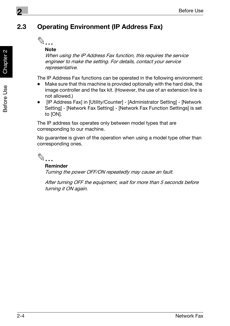 3 operating environment (ip address fax), Operating environment (ip address fax) -4 | Konica Minolta bizhub 750 User Manual | Page 29 / 334