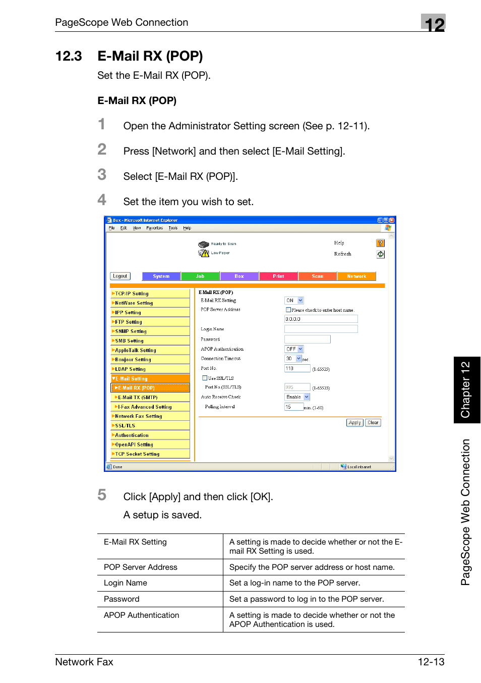 3 e-mail rx (pop), E-mail rx (pop), E-mail rx (pop) -13 | Konica Minolta bizhub 750 User Manual | Page 292 / 334