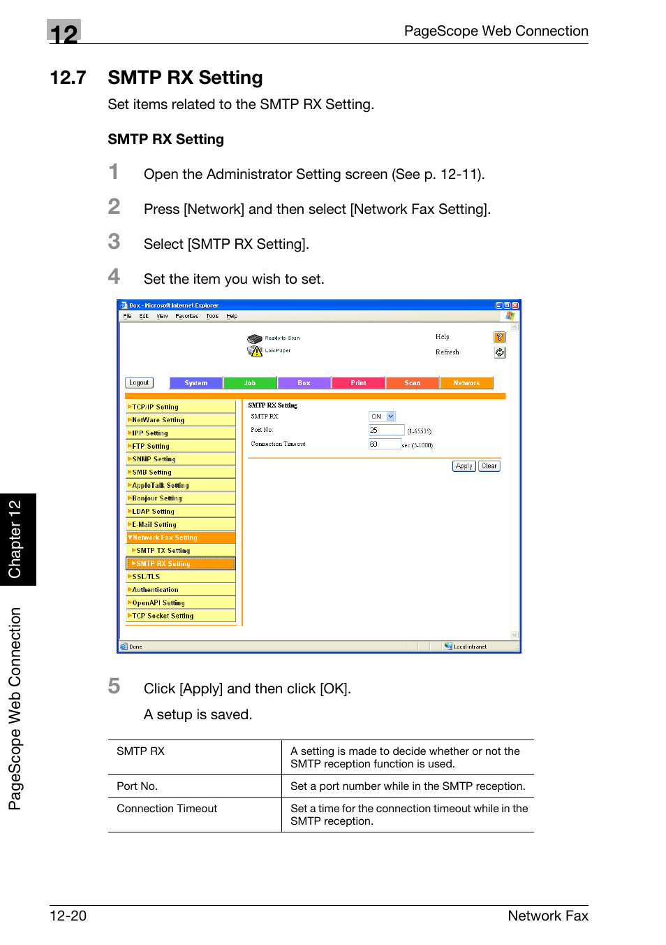 7 smtp rx setting, Smtp rx setting, Smtp rx setting -20 | Konica Minolta bizhub 750 User Manual | Page 299 / 334