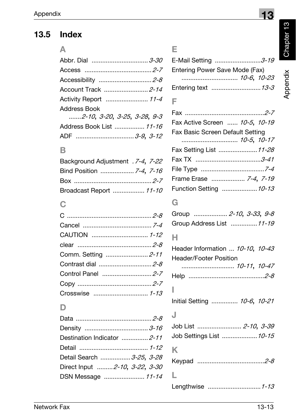 5 index, Index -13, 5 index a | Konica Minolta bizhub 750 User Manual | Page 330 / 334