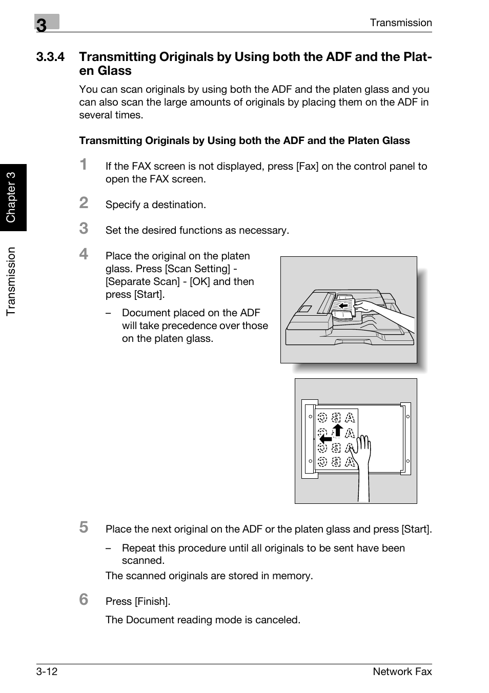 Transmitting originals, By using both the adf and the platen glass -12 | Konica Minolta bizhub 750 User Manual | Page 51 / 334