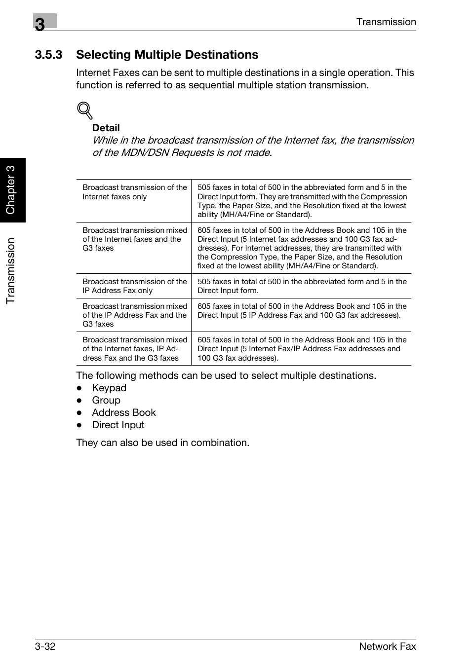 3 selecting multiple destinations, Selecting multiple destinations -32 | Konica Minolta bizhub 750 User Manual | Page 71 / 334