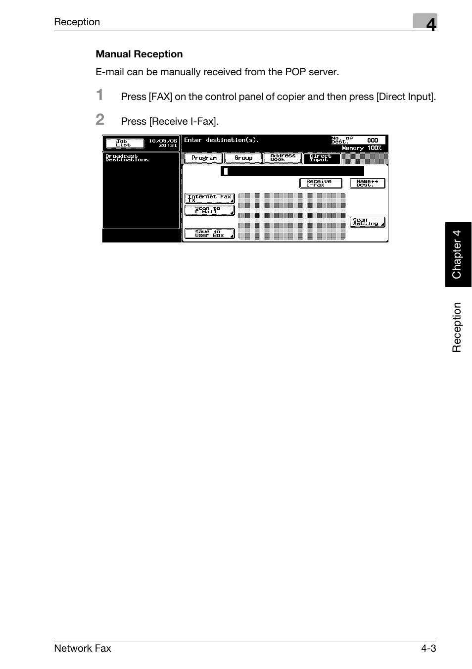 Manual reception | Konica Minolta bizhub 750 User Manual | Page 86 / 334