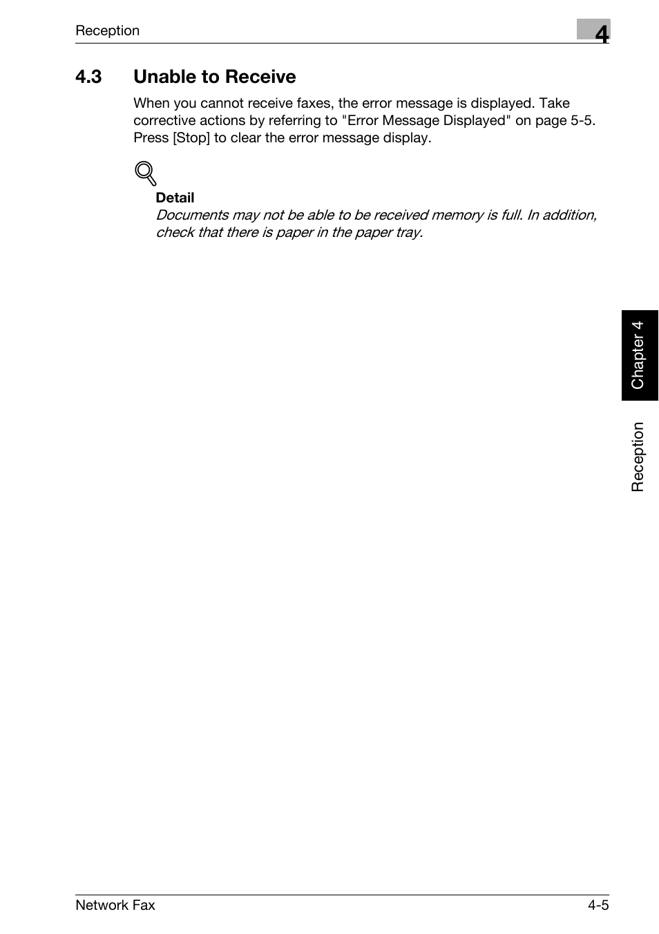 3 unable to receive, Unable to receive -5 | Konica Minolta bizhub 750 User Manual | Page 88 / 334